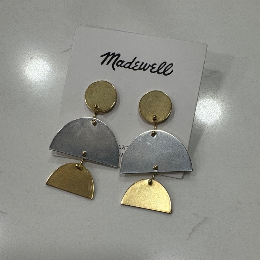 Madewell Two-Tone Gold and Silver Statement Earrings - Picture 2 of 5